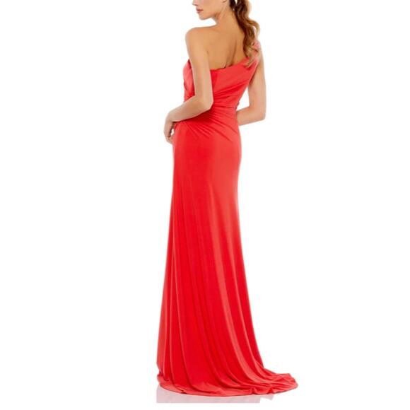 Mac Duggal 26163 One Shoulder Ruched Jersey Front Slit Evening Gown - Picture 7 of 7